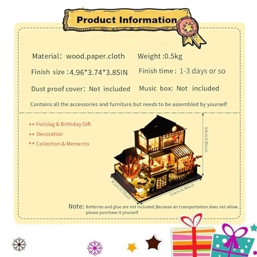 Miniature Wooden Dollhouse - Japanese Style Villa