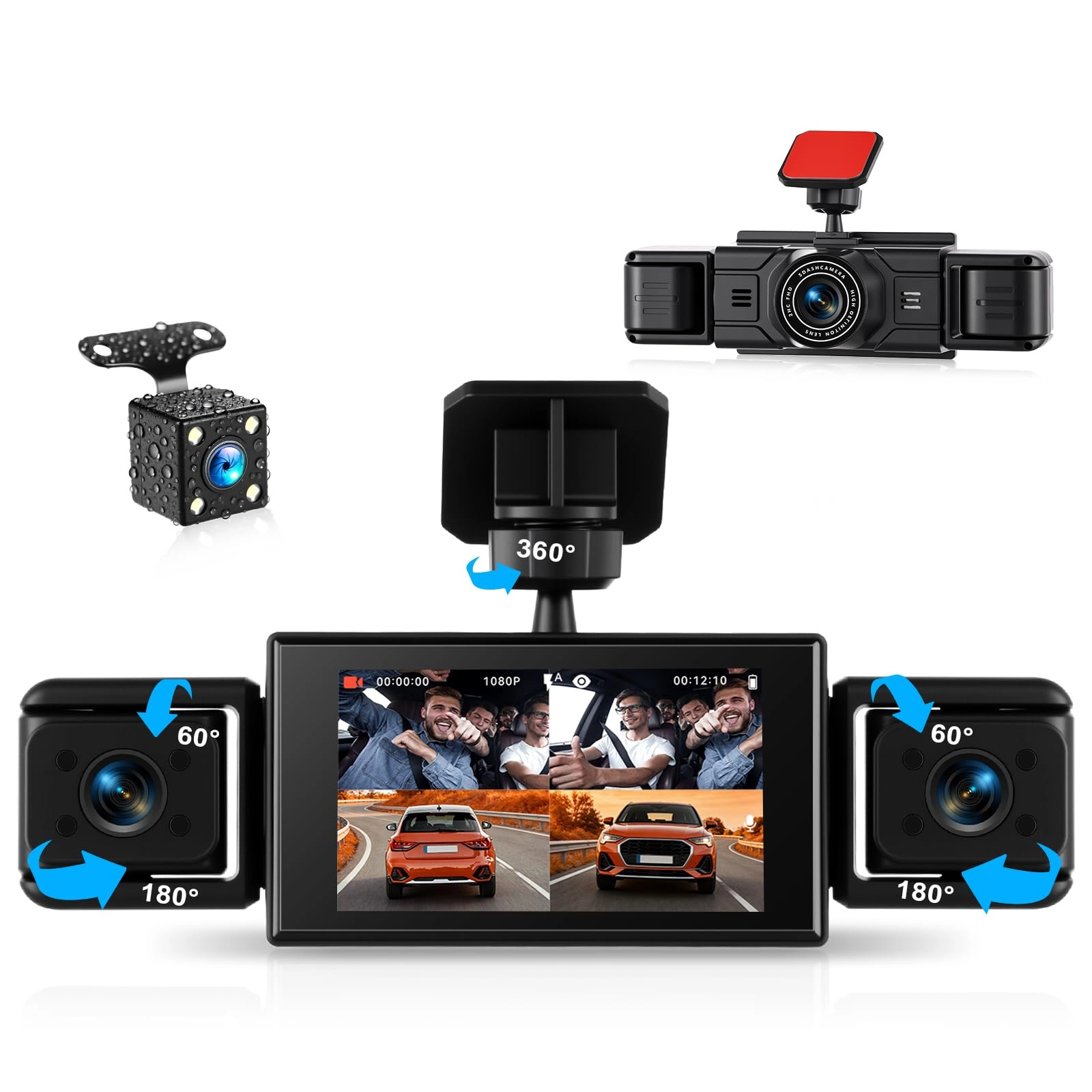 AMprime 4 Channel Dash Cam - 1080p