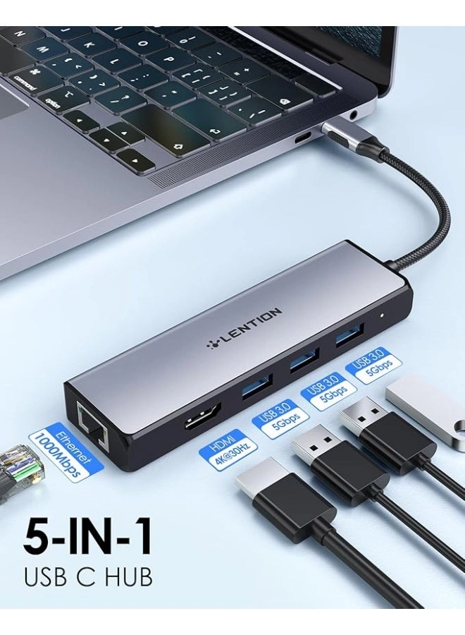 USB C Hub - 4K HDMI Gigabit Ethernet 3 USB 3.0