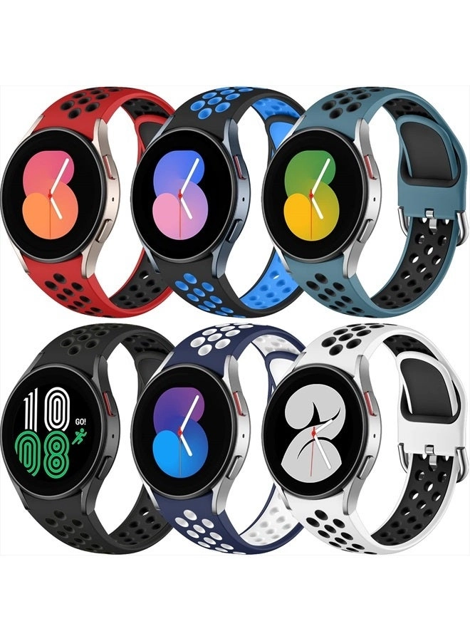 6 Pack 20mm Soft Silicone Watch Band for Samsung Galaxy Watch 5/Watch 4/Watch 6