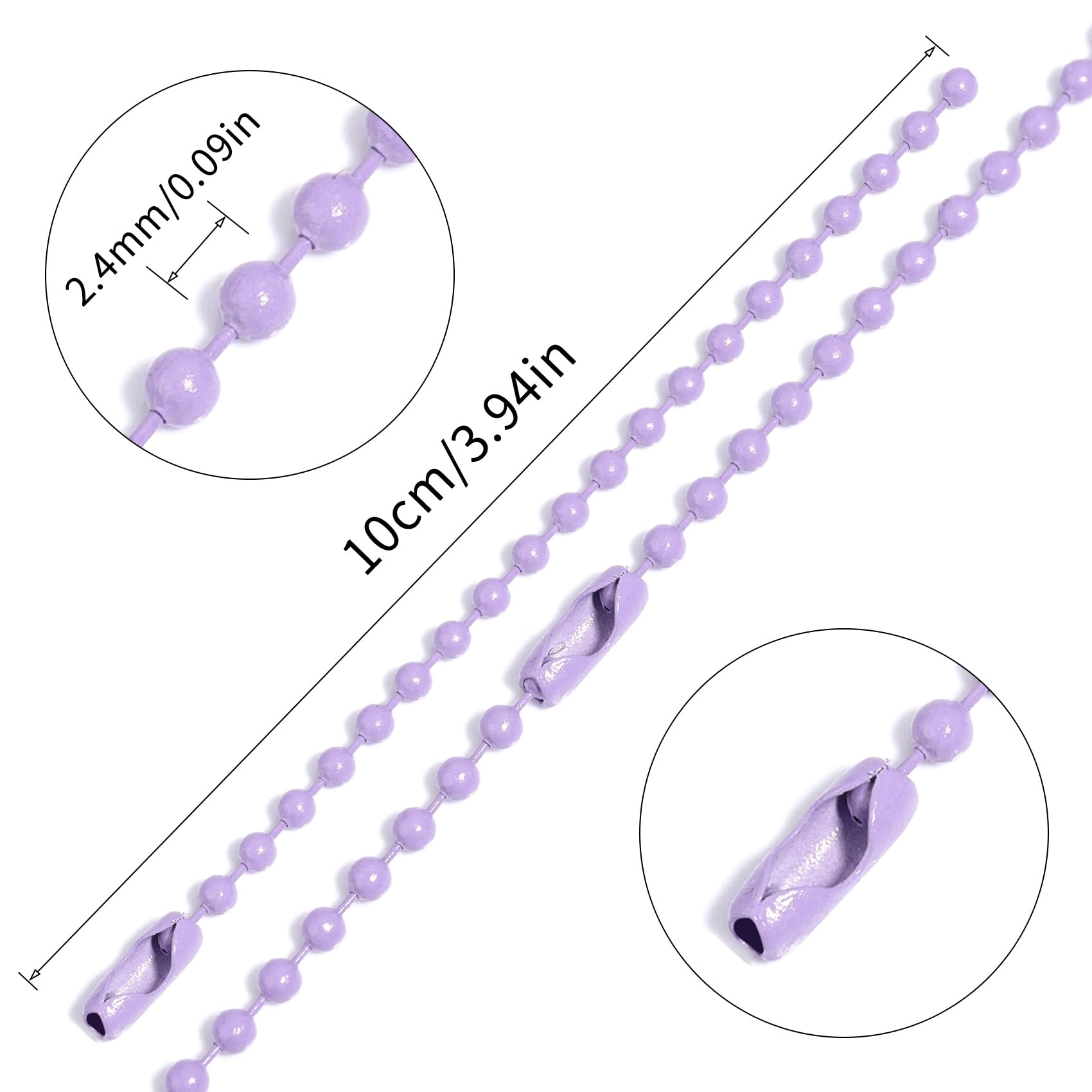 Ball Beads Chains - 20Pcs Purple 4 Inch