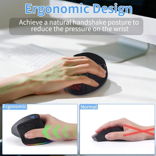 Vertical Ergonomic Mouse - Bluetooth & Wireless Dual Modes