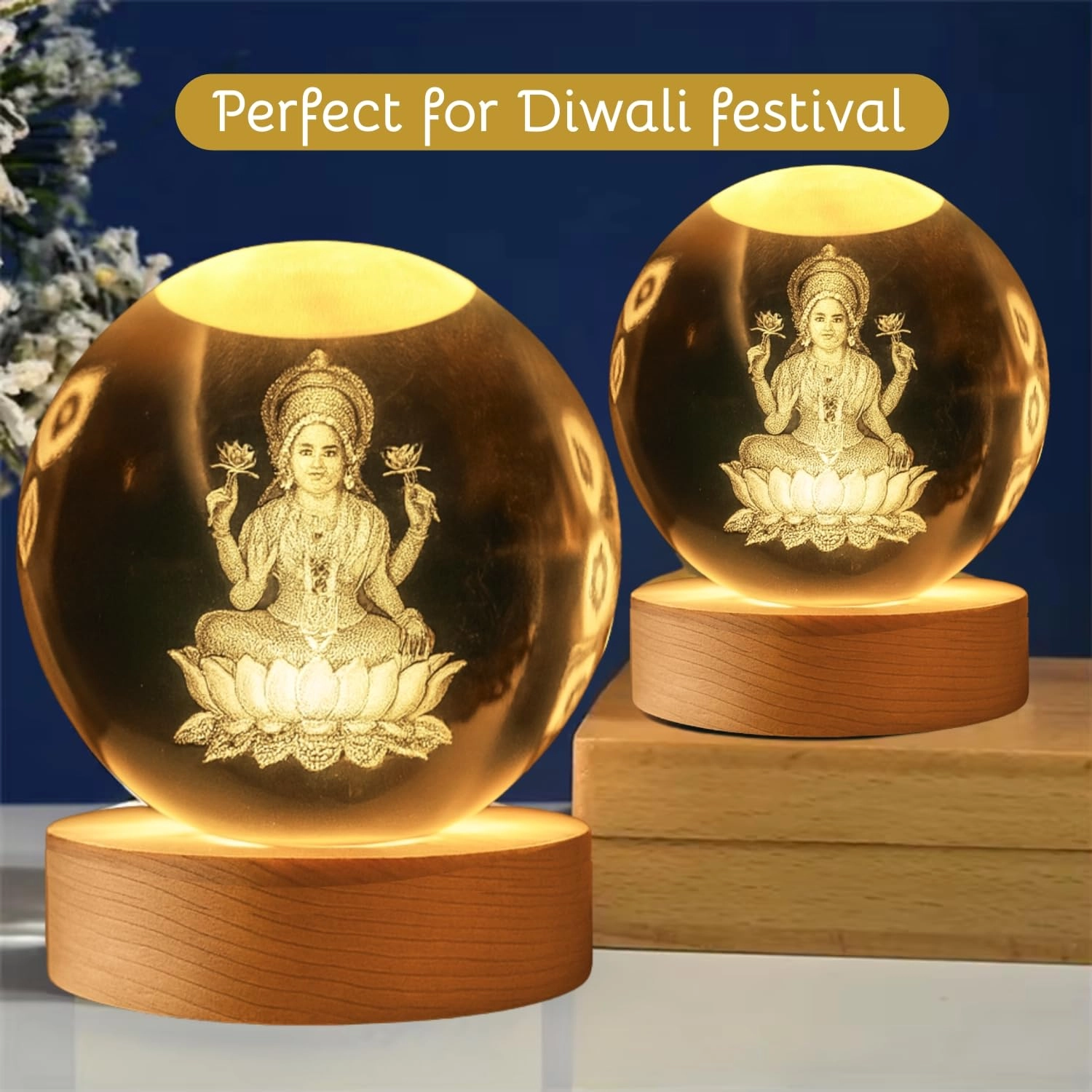 Laxmi Crystal Ball - USB-Powered Warm White LED