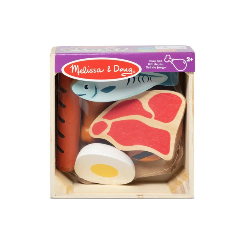 Melissa & Doug Wooden Food Pretend Playset - Protein - 7 Pcs (622-MD95208)