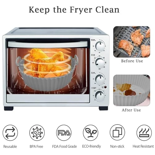 Silicone Air Fryer Liners - Reusable 2 Pack Grey