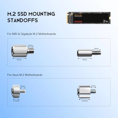 NVMe M.2 SSD Standoff and Mounting Screws Kit - 36pcs Motherboards
