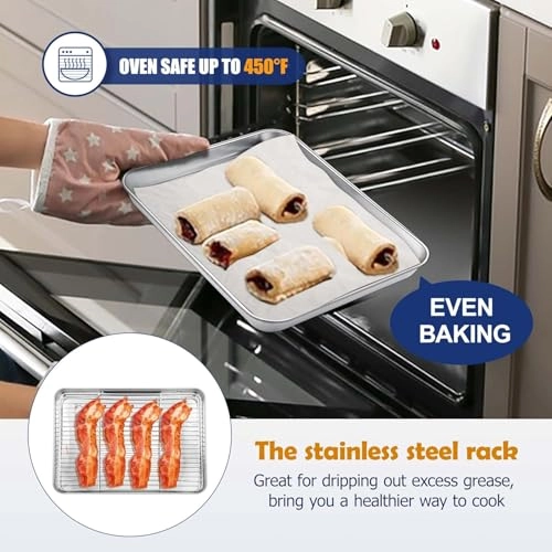 Toaster Oven Pan Tray + Baking Sheet + Cooling Rack