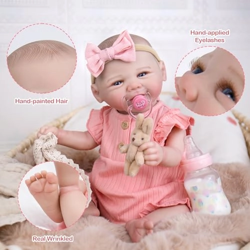 Reborn Baby Doll - 20-Inch Baby Girl Poseable Limbs Kit Ages 3+