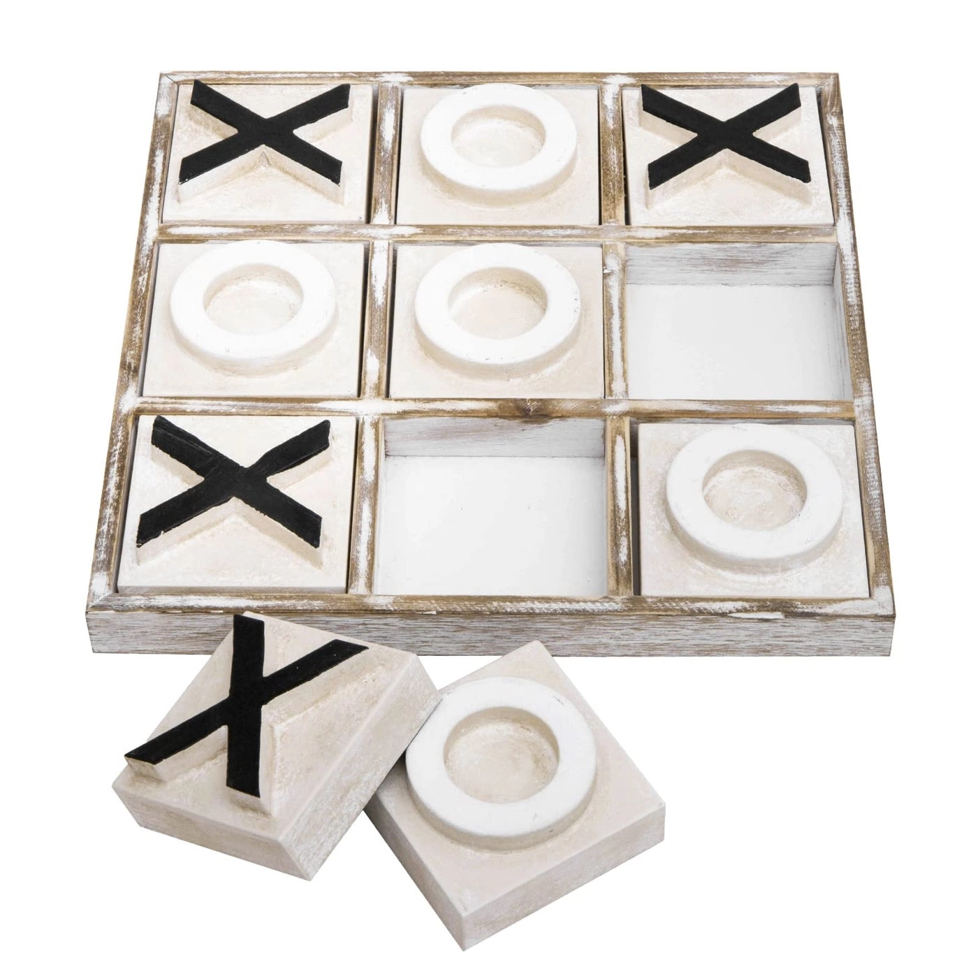 Tic Tac Toe - Large Wooden Whitewashed