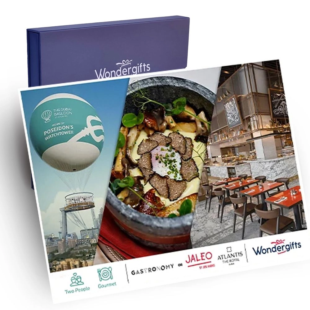WONDERGIFTS Dubai Balloon Flight & Romantic Dinner Experience for Two At Atlantis the Royal - Gift Box