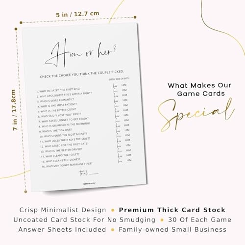 Bridal Shower Games - English Adult 30