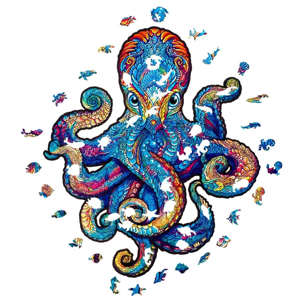 Magnetic Octopus Wooden Puzzle (4107390-OCTOPUS_KS) - 300 pcs