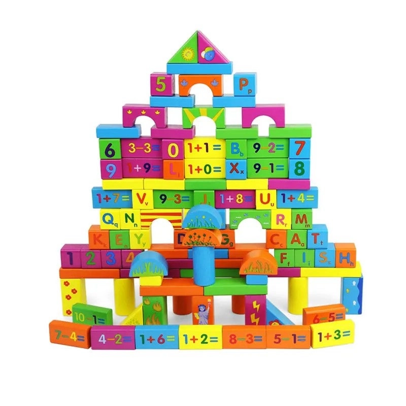 Bluejw Wooden Building Blocks Set - 60 pcs