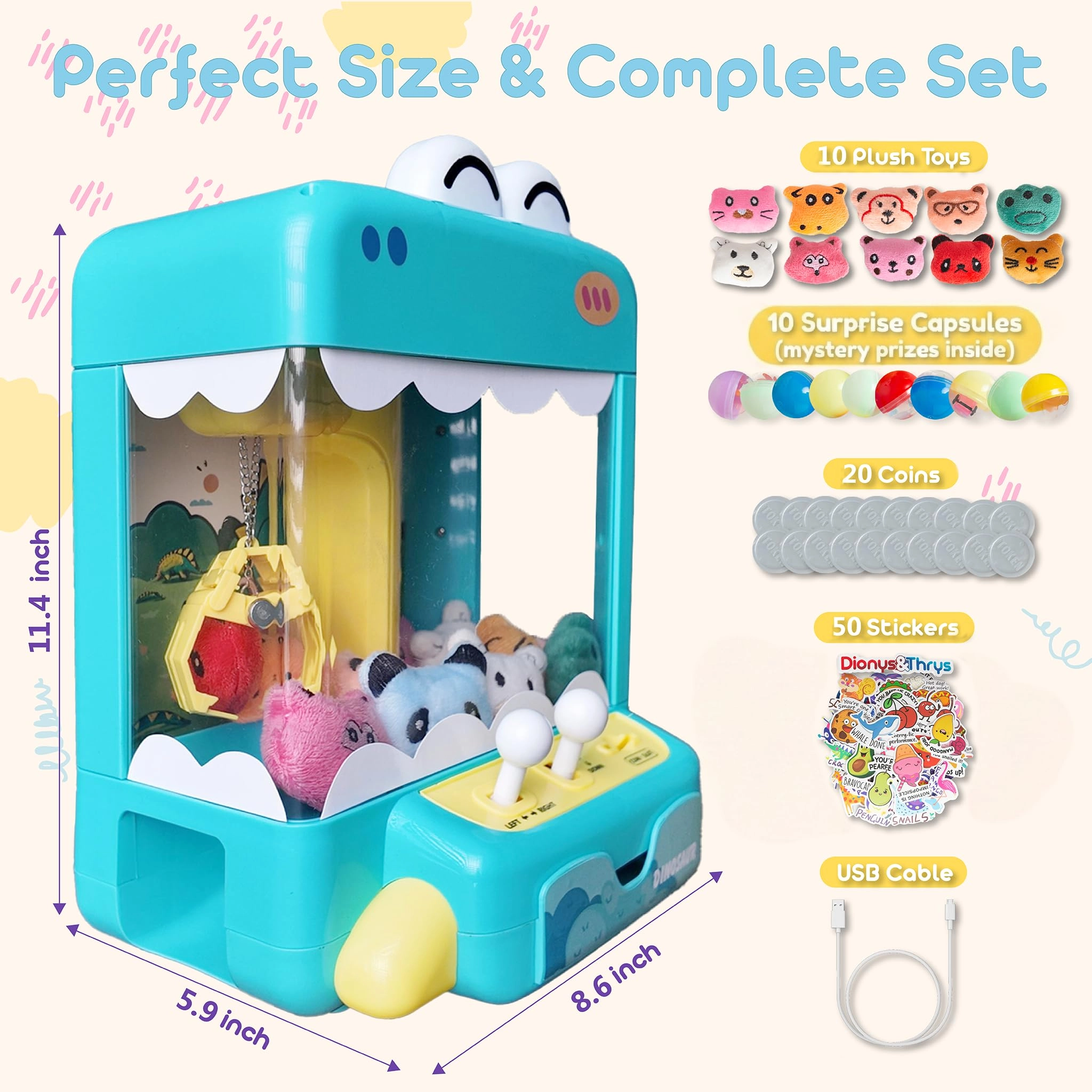 dionys&thrys Claw Machine - Dinosaur - 3 years+