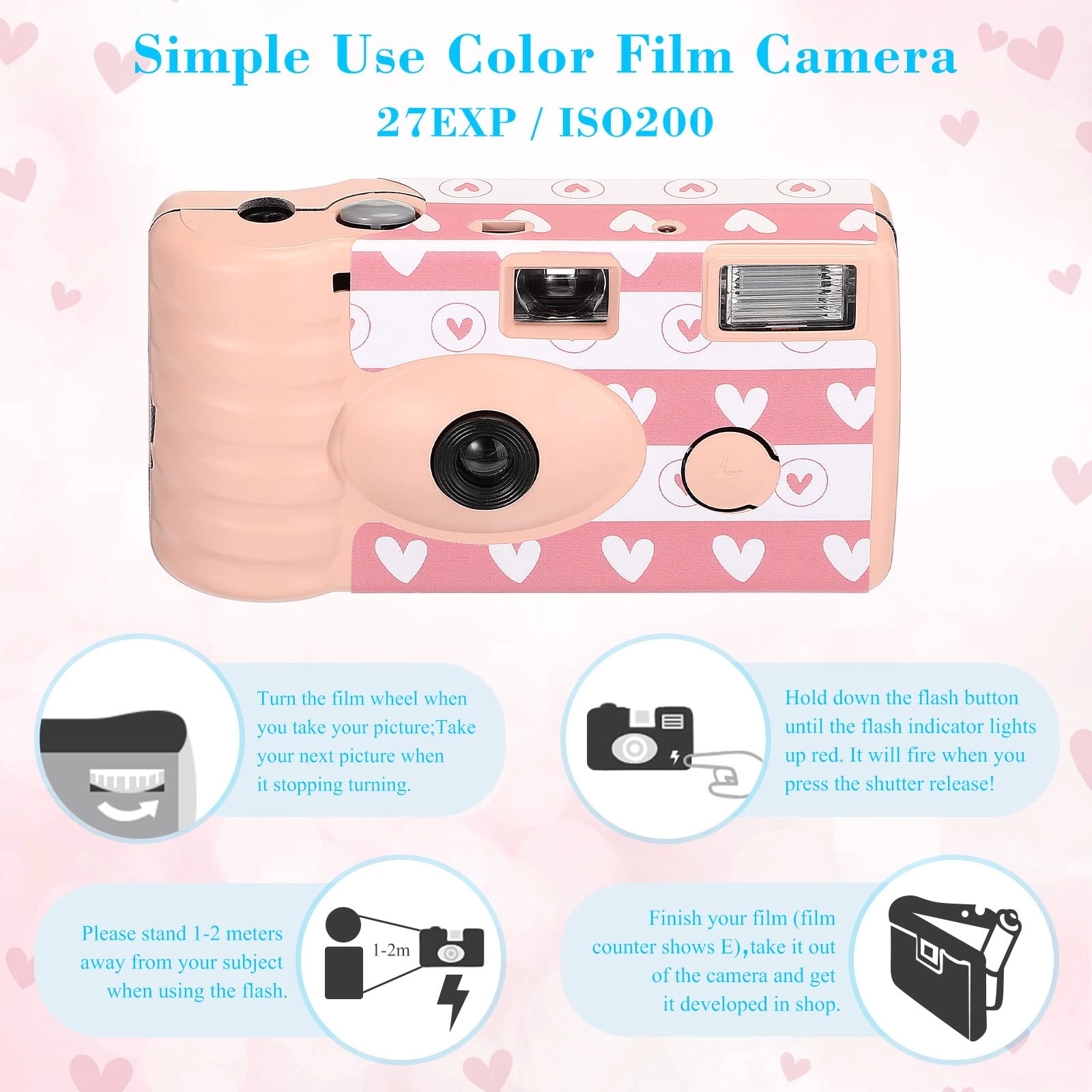 Disposable Camera - 3 Pack 35mm Pink with Flash