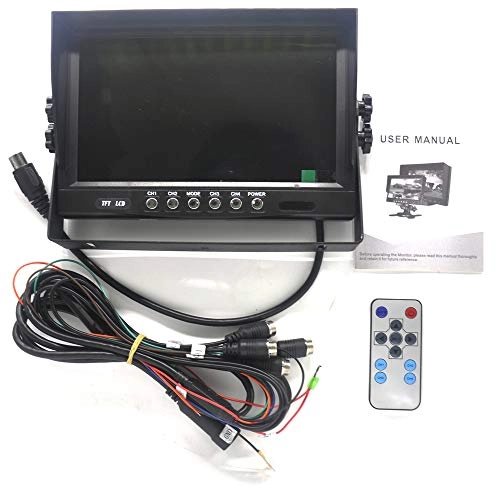 TFT LCD Car Rearview Quad Split Monitor - 9 Inches