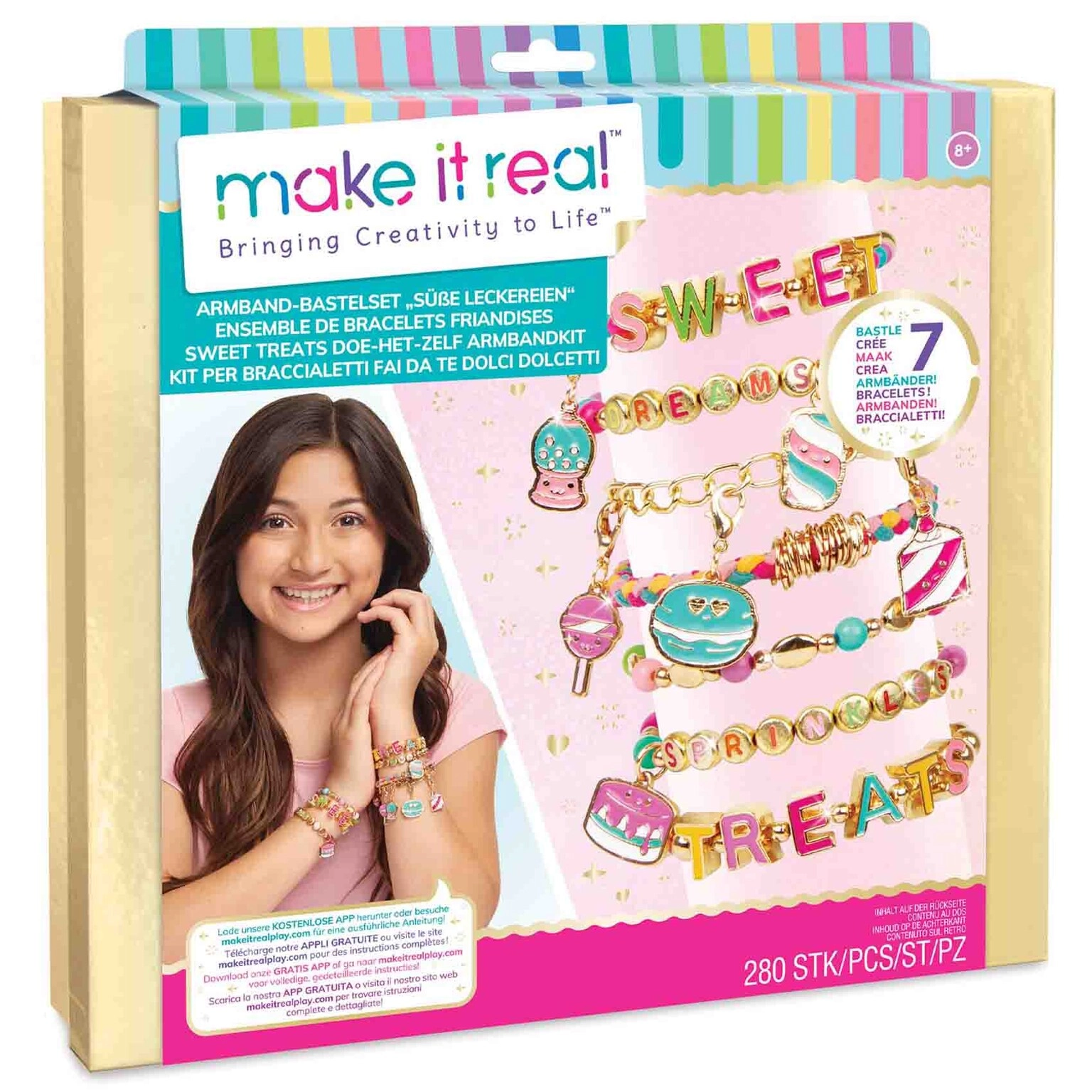 COLOR LAND CHILDRENS TOYS CENTER LLC Sweet Treats DIY Bracelet Kit - 280 Pieces 7 Bracelets