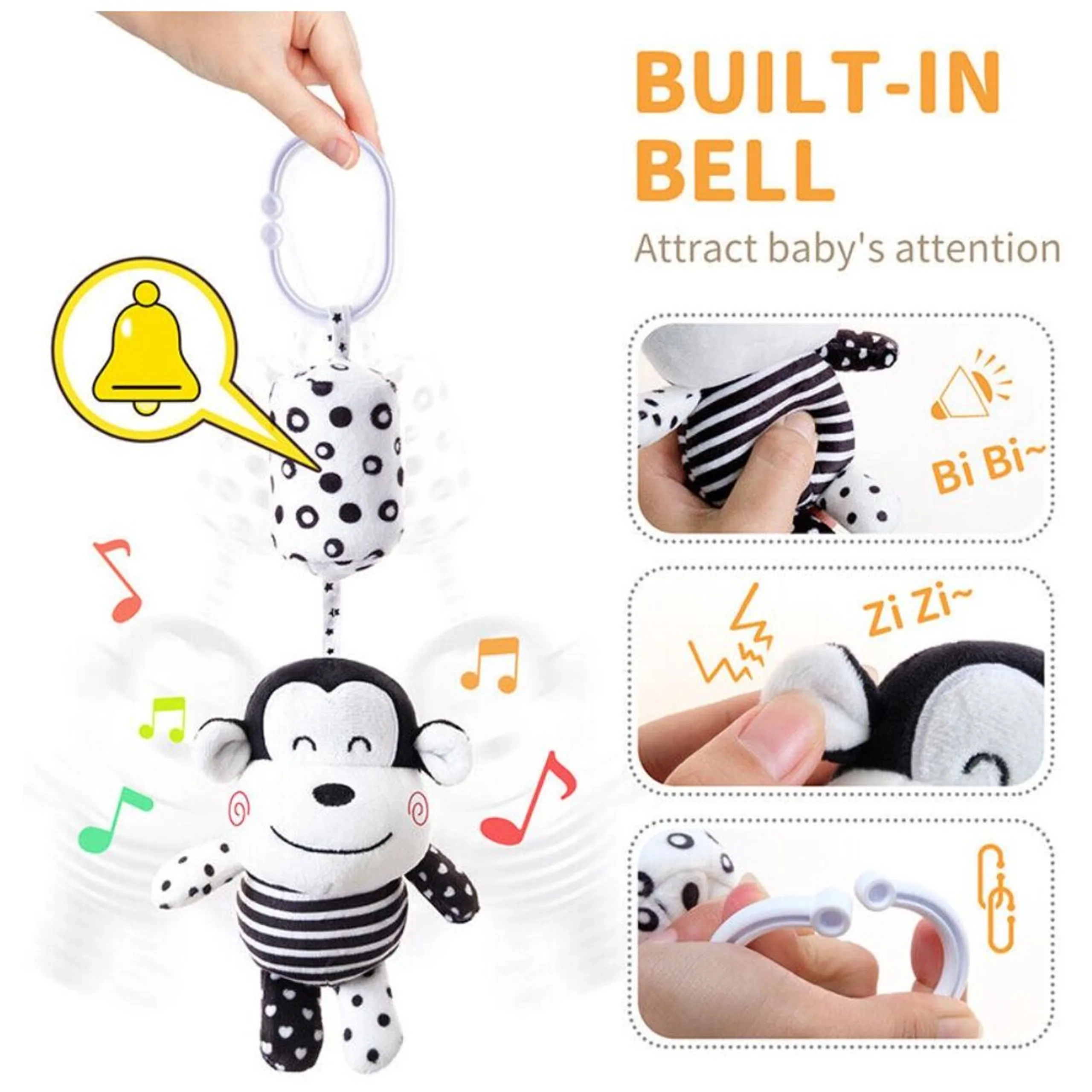 Baby Stroller Plush Hanging Mobile Rattle Toy - Suitable for 3 months and above