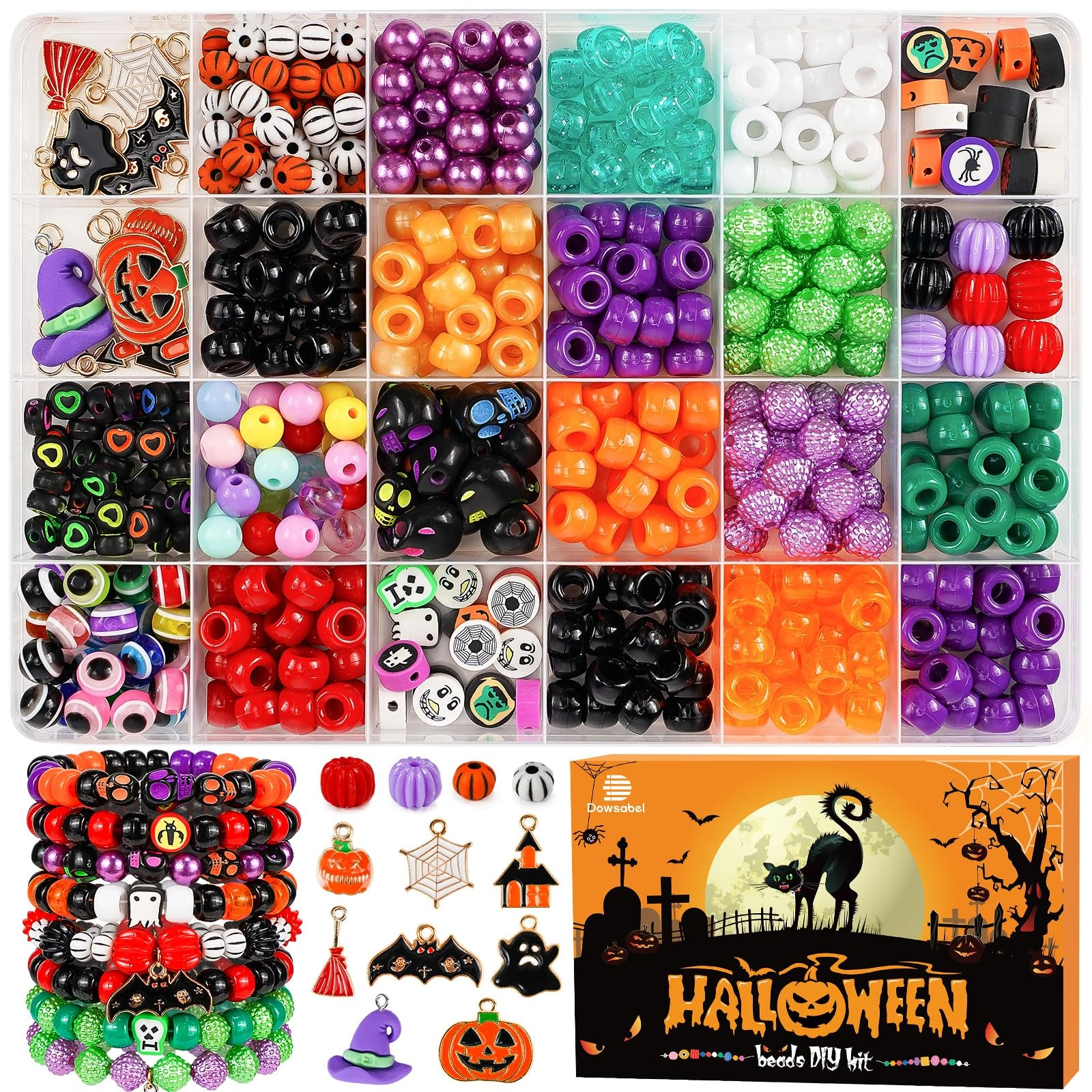 Dowsabel Bracelet Making Kit - Halloween 24 Pieces
