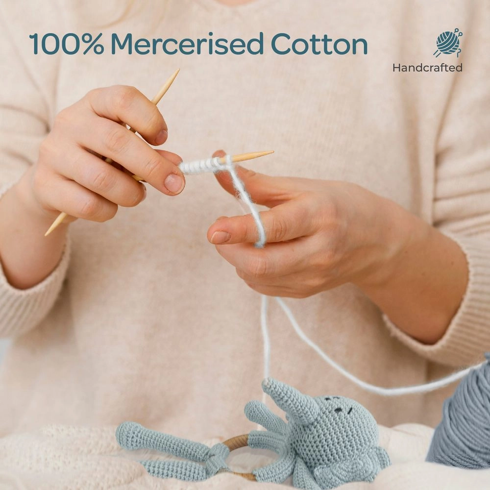 Handcrafted Crochet Toy With Teething Ring - premium cotton yarn