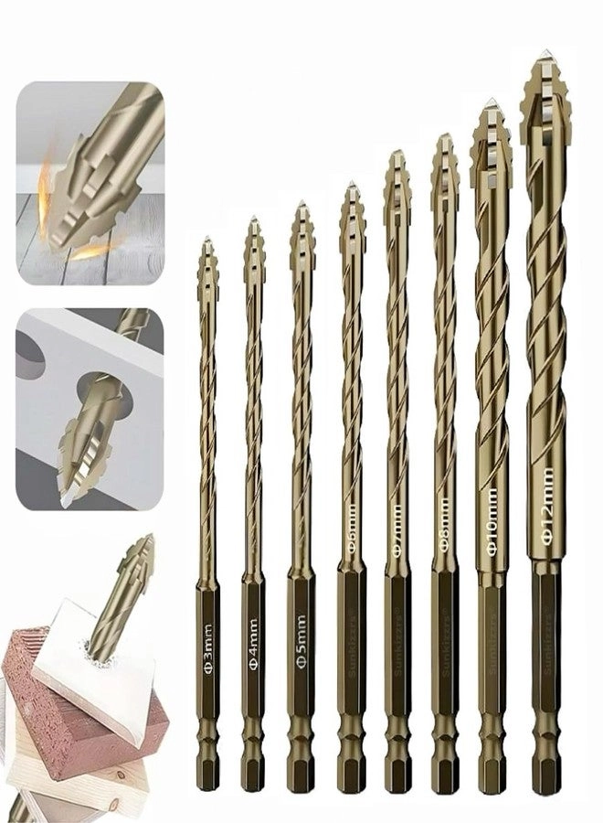 Sunkizzrs Hex Cross Sawtooth Tile Drill Bits - Alloy Steel 5 Pcs 12mm