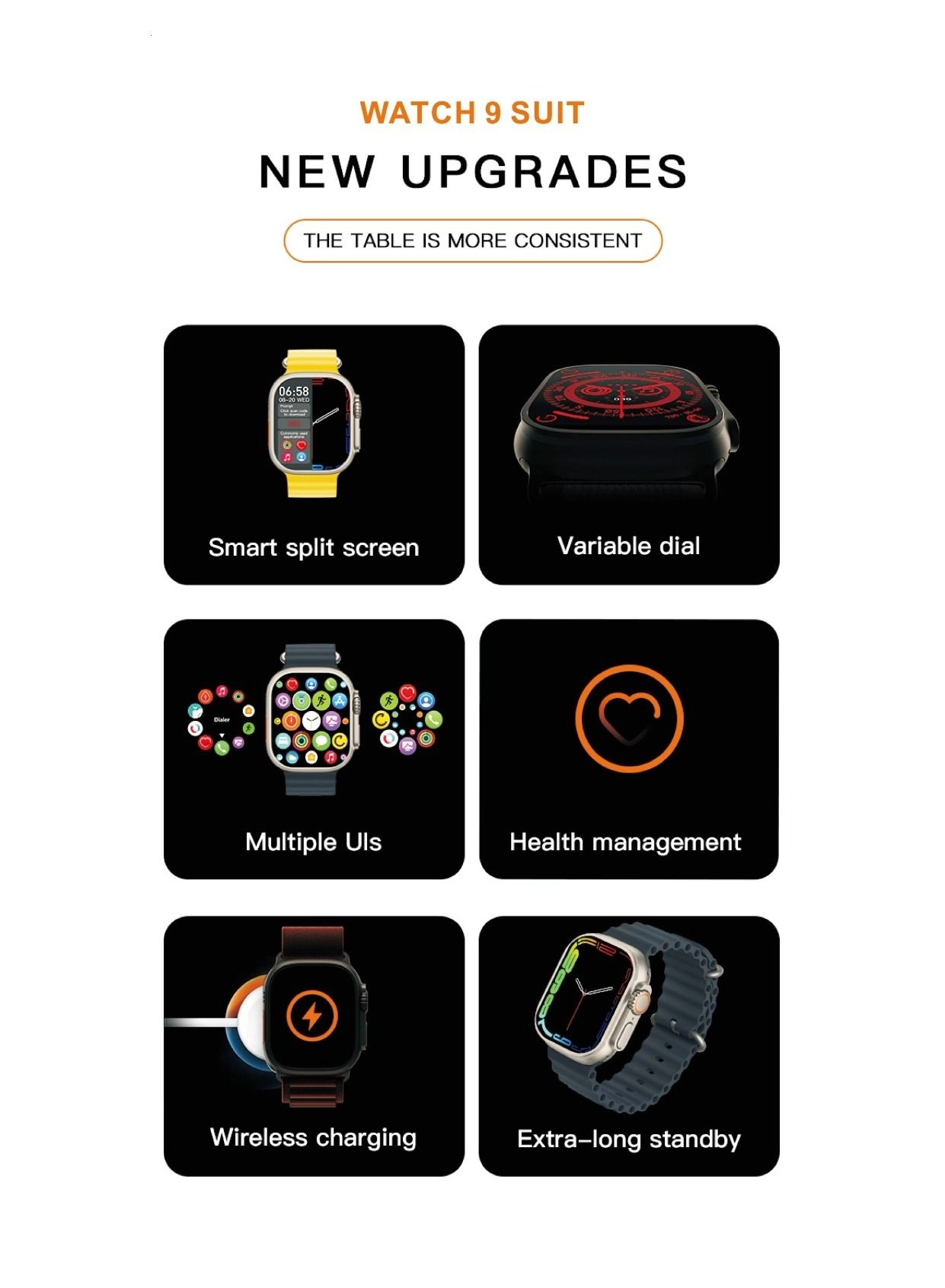 Smart Watch 9 - Wireless Charging Waterproof Heart Rate