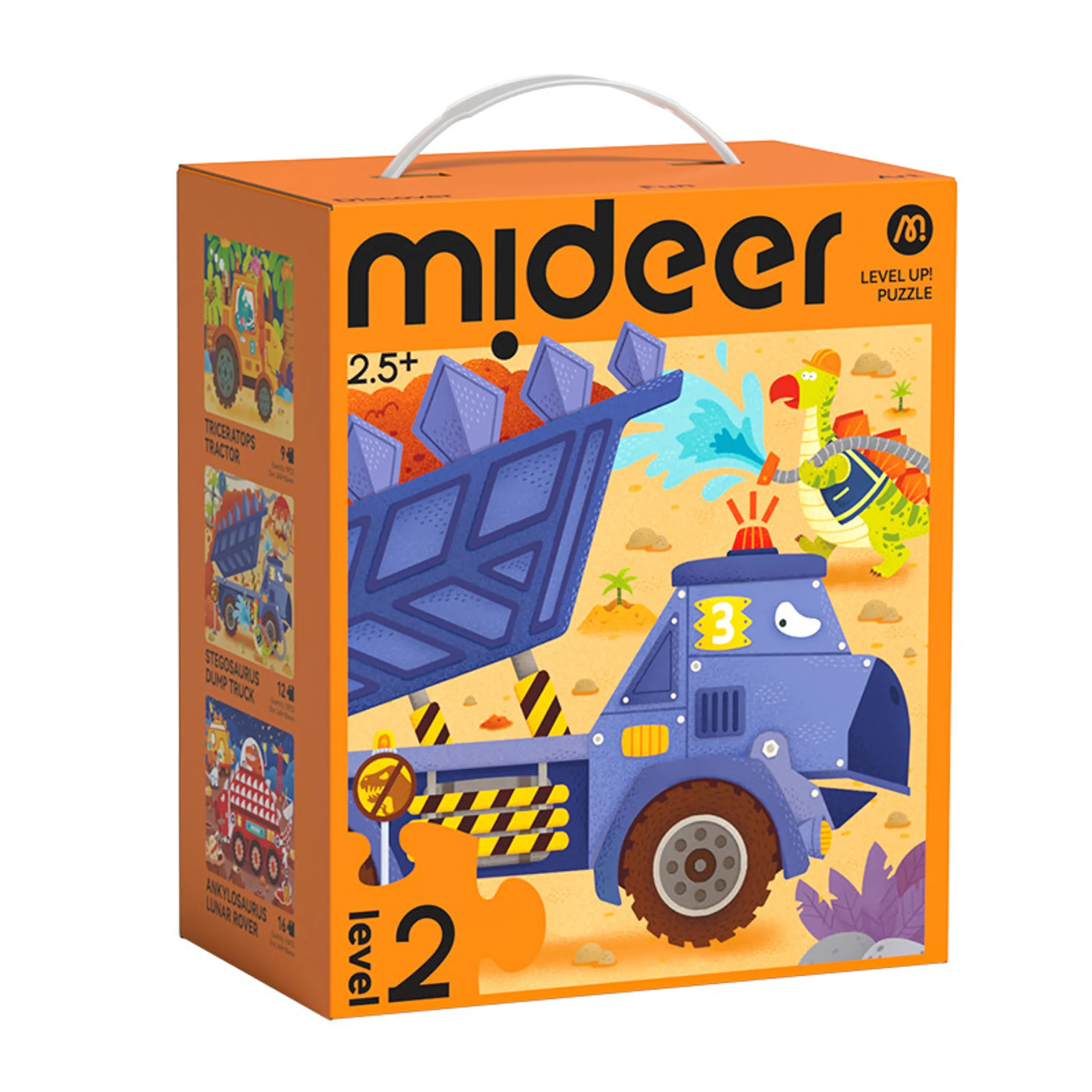 MIDEER 3-in-1 Level Up Puzzle Dinosaur Engineering - 2.5 years+ 37 pieces