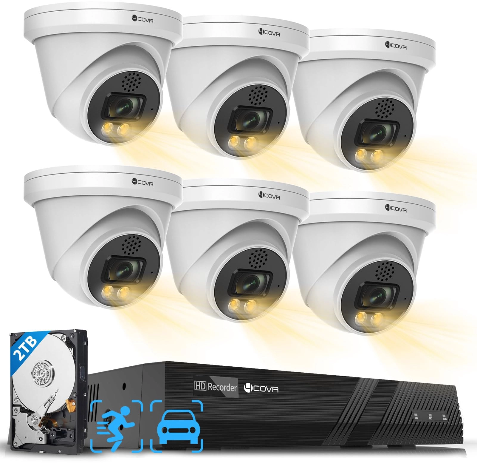 4COVR PoE Security Camera System - 6 cameras 8 channels 5MP