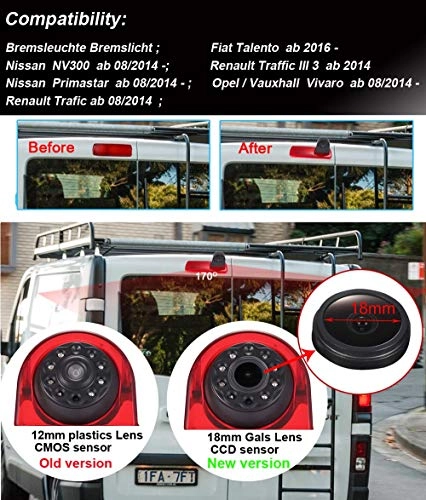 Brake Light Reversing Camera + Rear View Mirror Monitor - Night vision 628 x 586 pixels