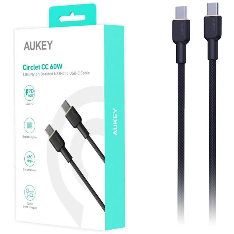 AUKEY CB-SCC Series Circlet Blink Cable 100W USB-C to USB-C 1.8m