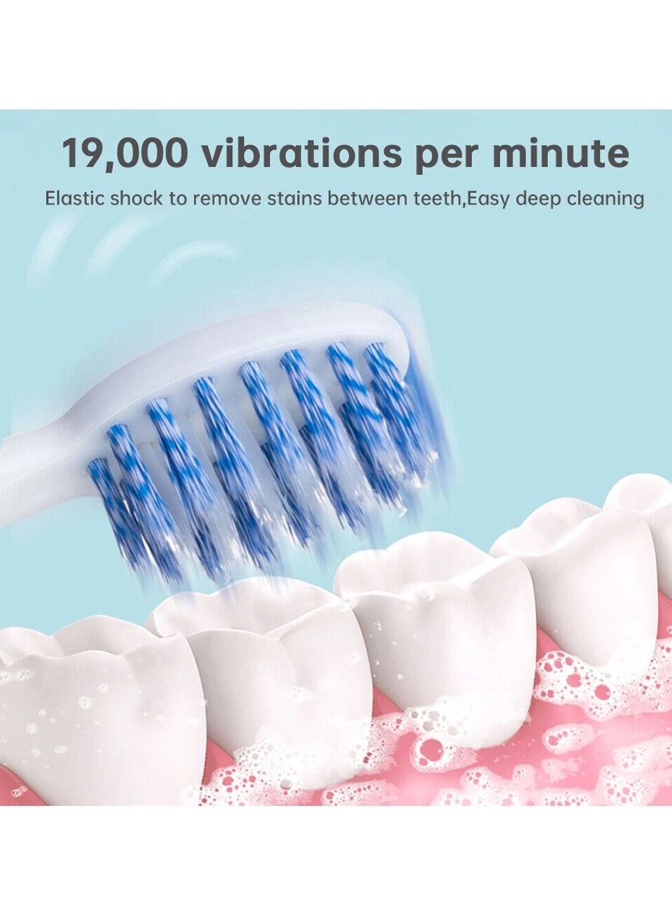 Electric Toothbrush - Powerful Sonic Blue 3 Brushheads