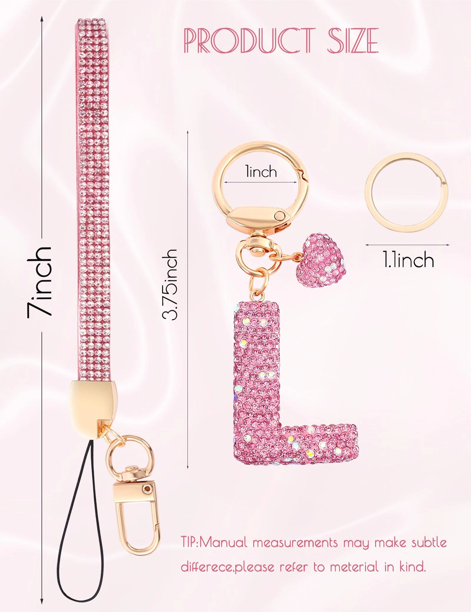 Initial Keychain - L Purple Rhinestone