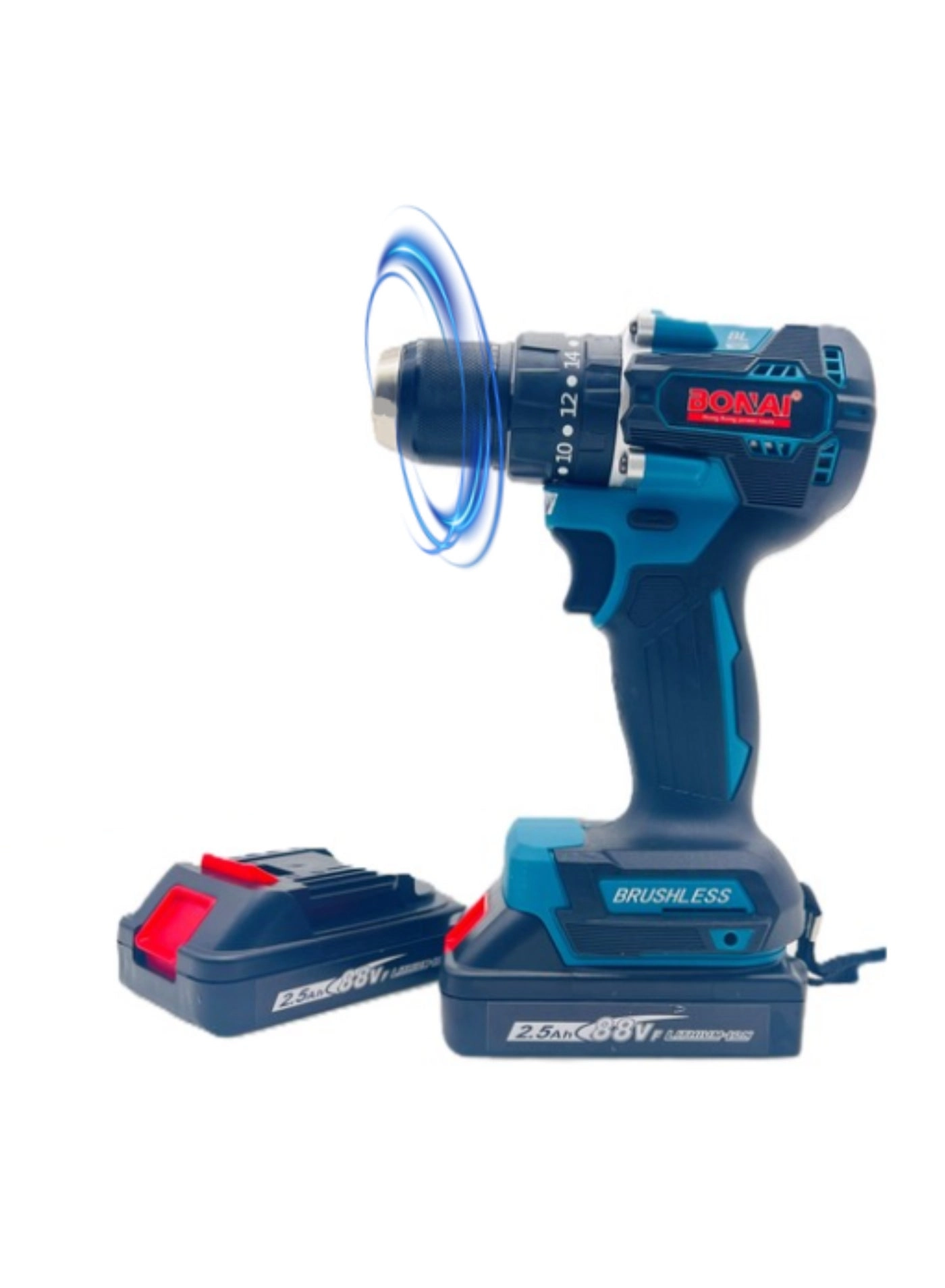 88V Brushless Cordless Electric Drill Set - 100 Newton Meters 2500 RPM