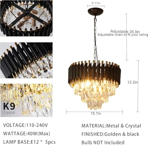 Latus Nordic Crystal Chandelier - 3 Tier E14 x16