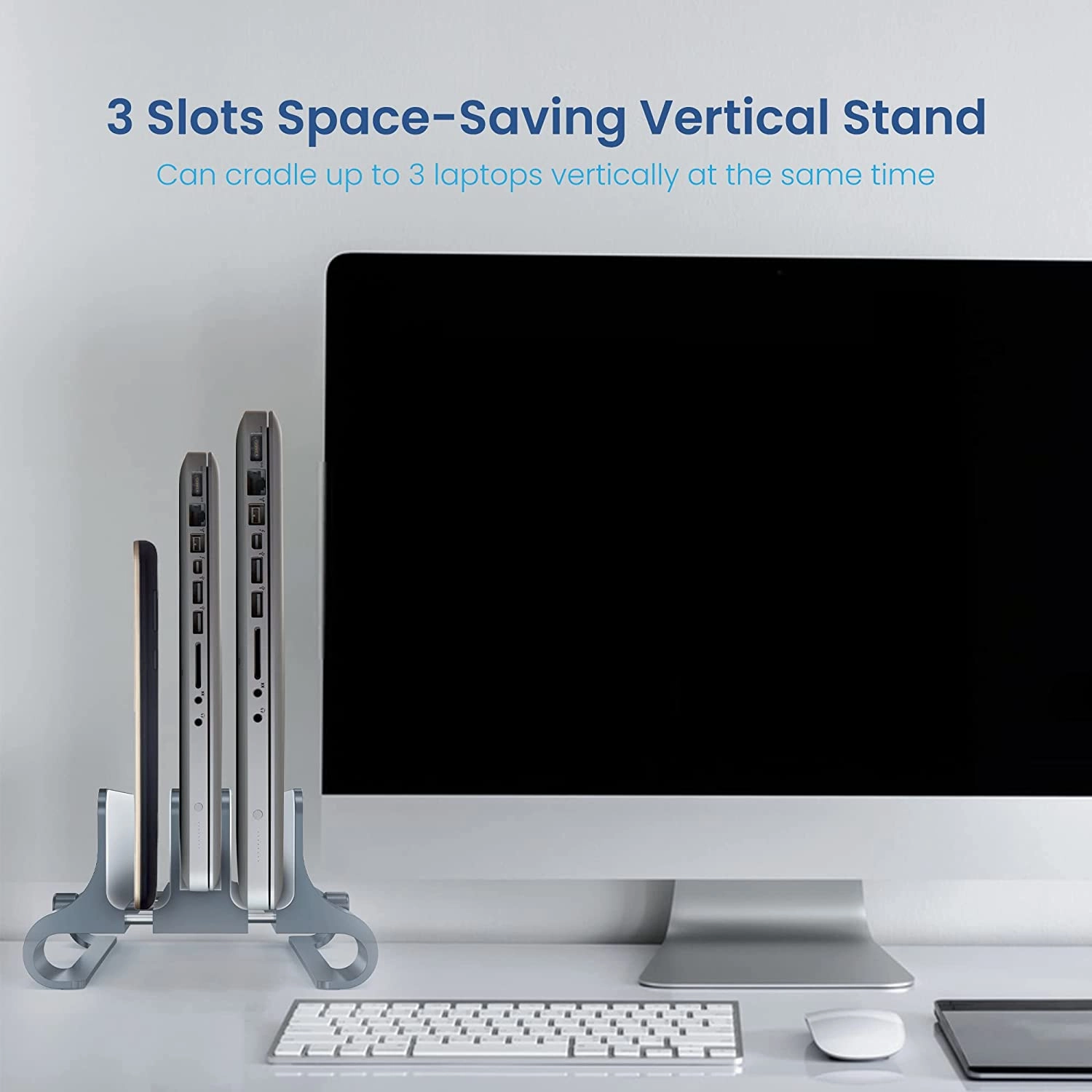 Vertical Laptop Stand - 3-Slots Aluminum Alloy