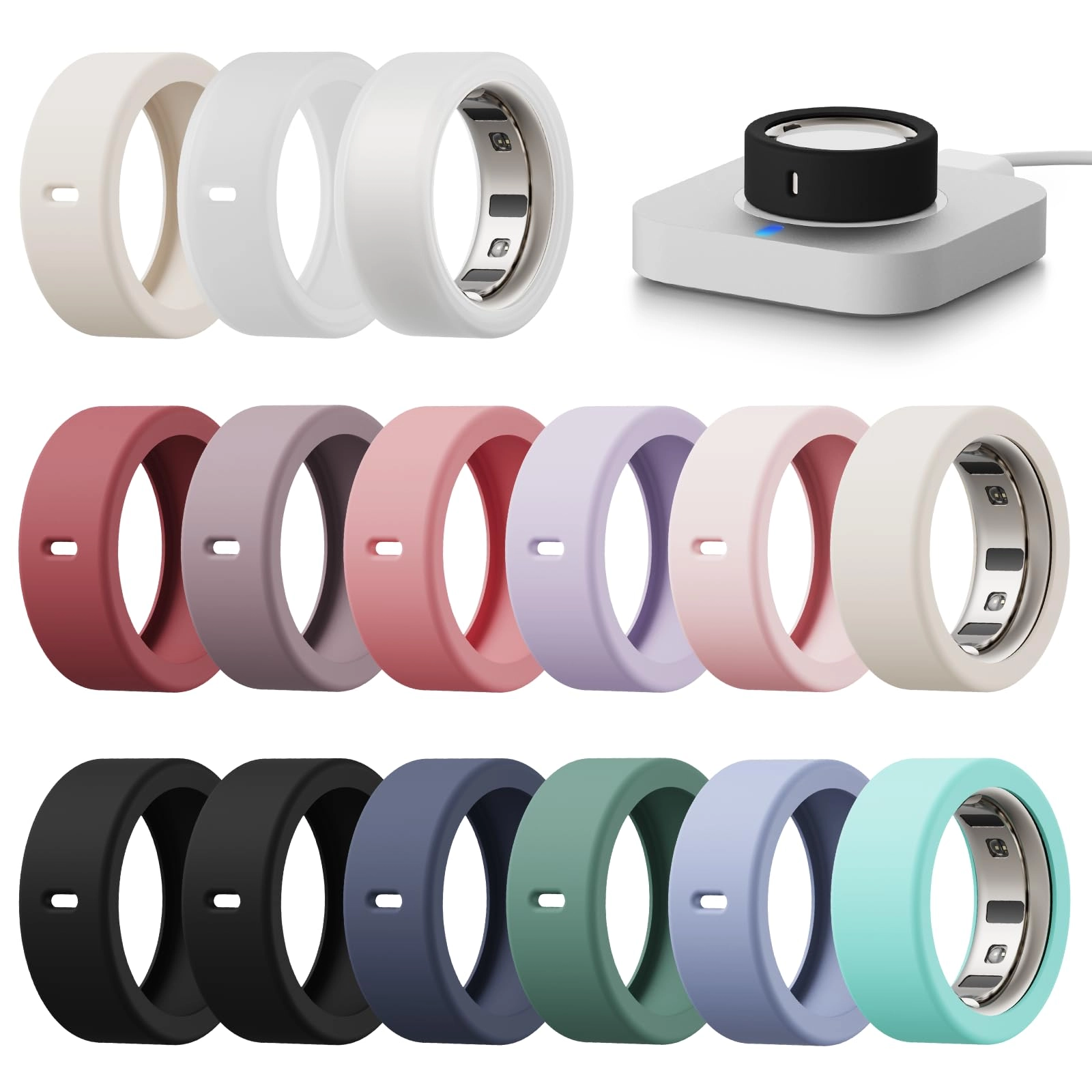 Hexasider 15 Pack Cover for Oura Ring Gen 3/ Oura Ring Gen 4/4 Ceramic/ULTRAHUMAN Ring AIR - Size M for 8/9/10/11