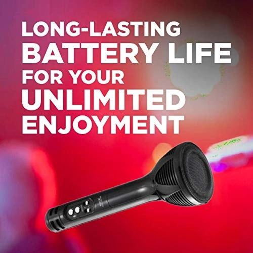 Wireless Karaoke Mic - 2-in-1 Built-in Speaker Black