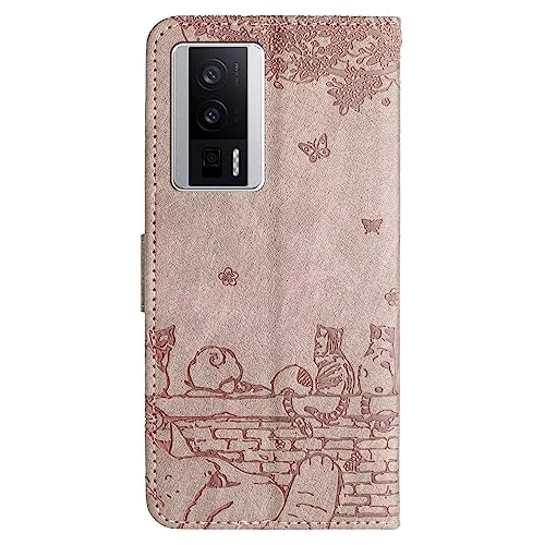 Cat Wallet Case for Xiaomi POCO X5 Pro 5G - PU Leather TPU