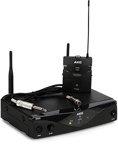 AKG WMS420 - Wireless Microphone System + SR420 - Stationary Receiver + P420 - Pocket Transmitter + Instrument Cable - 14 Inch
