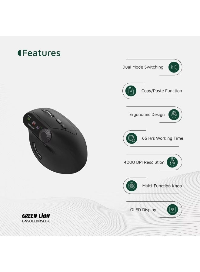 Smart OLED Vertical Mouse - Wireless