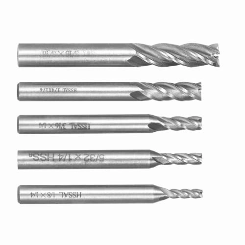 End Mill Set - 5/16in 1/4in 5/16in 1/4in 3/16in 5/32in 1/8in 5pcs