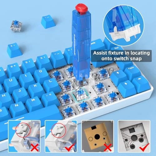 2-in-1 Keycap Switch Puller - 304 Stainless Steel Blue