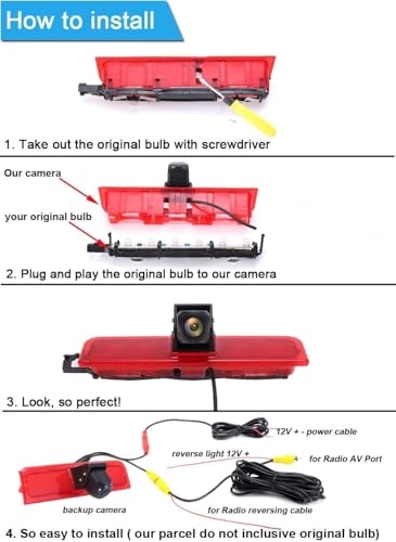 Rear View Mirror Monitor - 4.3 Inch Wired + Brake Light Camera - 1280 x 720 Night vision