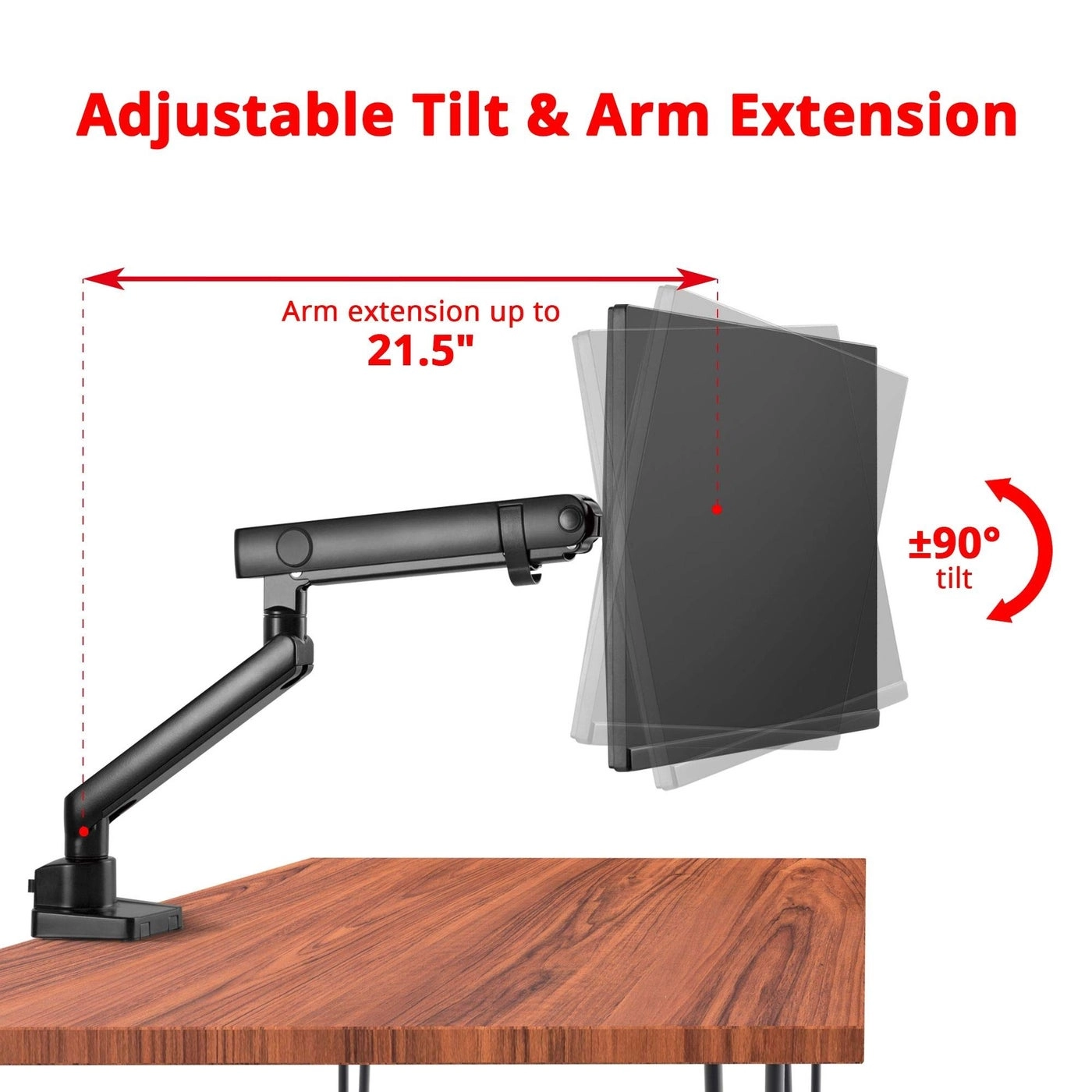 Single Monitor Arm Mount - Single 17in to 32in VESA 75x75mm 100x100mm