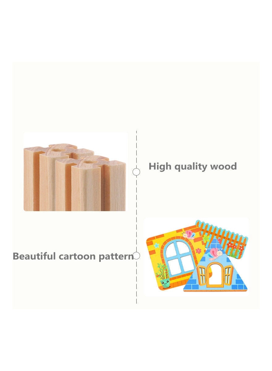 Wooden Building Blocks Set - Master Of Architecture 128pcs