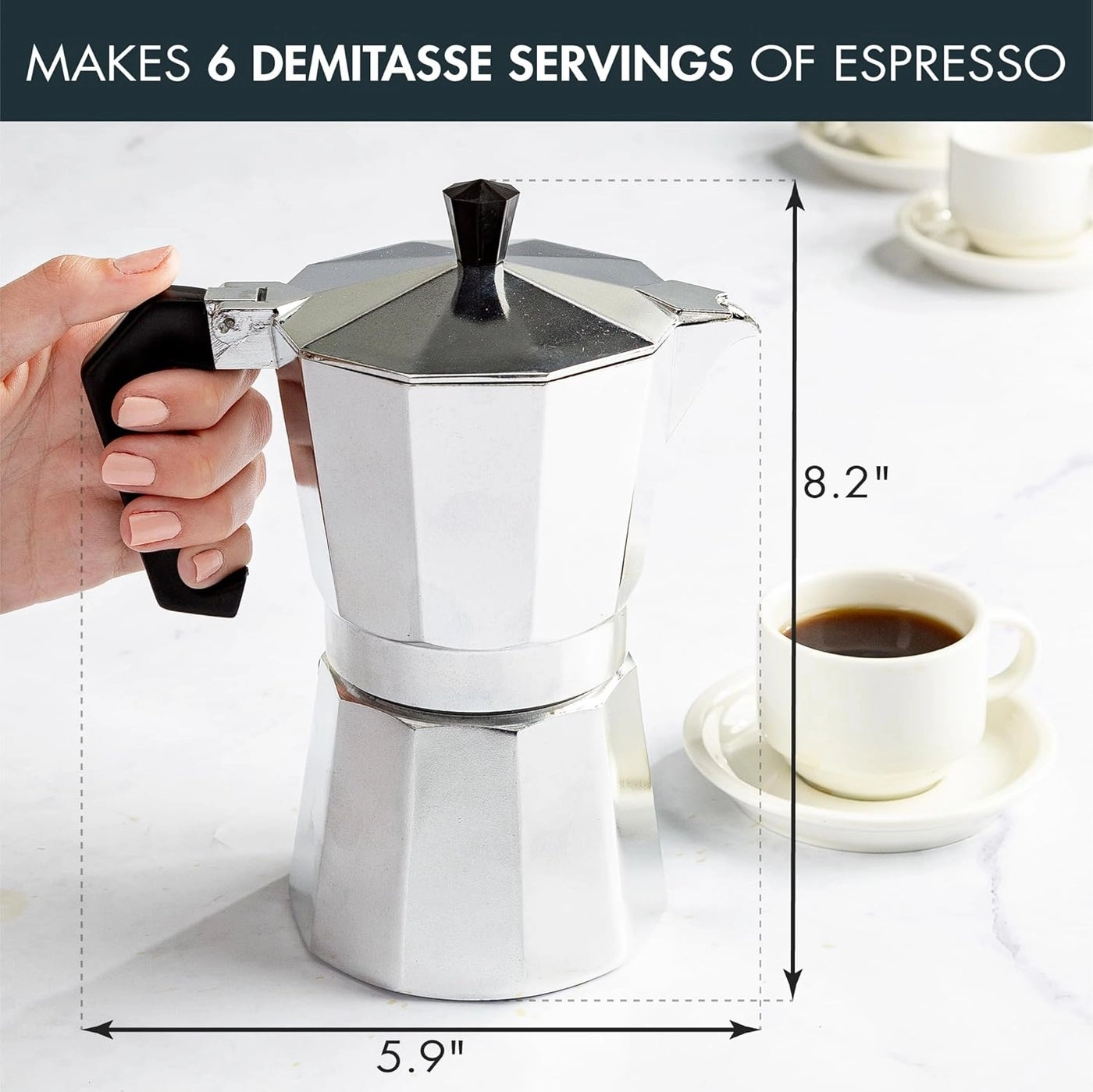 Espresso Maker - Aluminum 6 Cup Stovetop