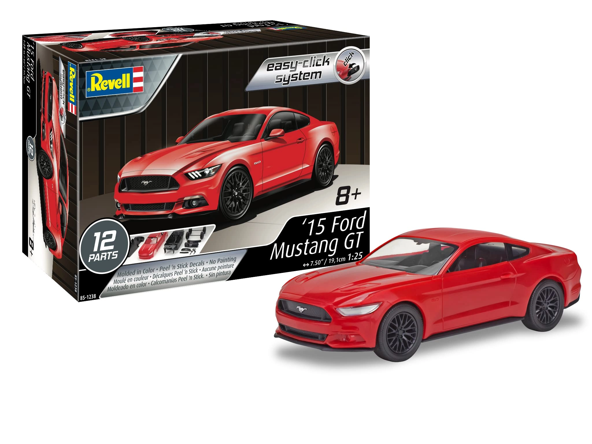 Revell 2017 Ford Mustang GT Model Kit (85-1238) - 1:25 Plastic Easy-Click