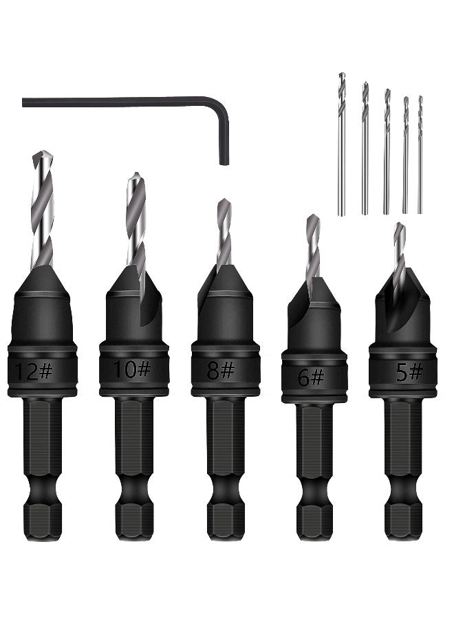 Countersink Drill Bit Set - Hss 5 Piece 3/8"