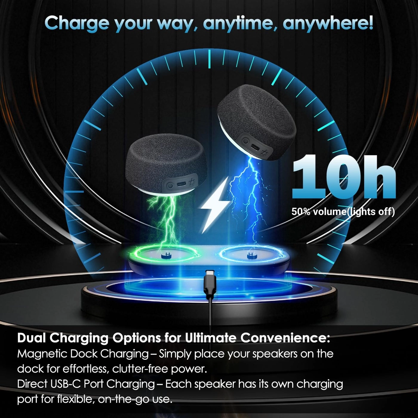 Bluetooth Speaker Set - TWS Stereo Bluetooth 5.4 10H Playtime