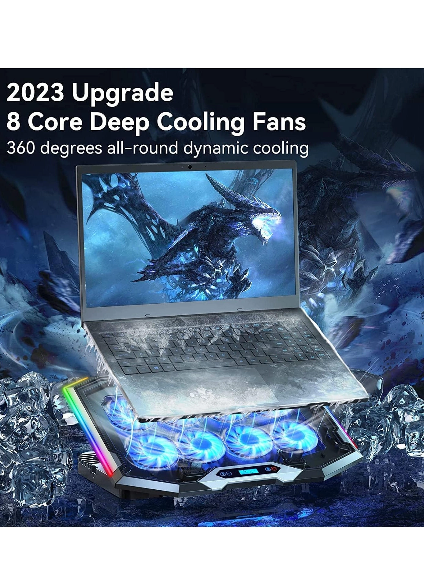 Gaming Laptop Cooling Pad - 8 Cooling Fans